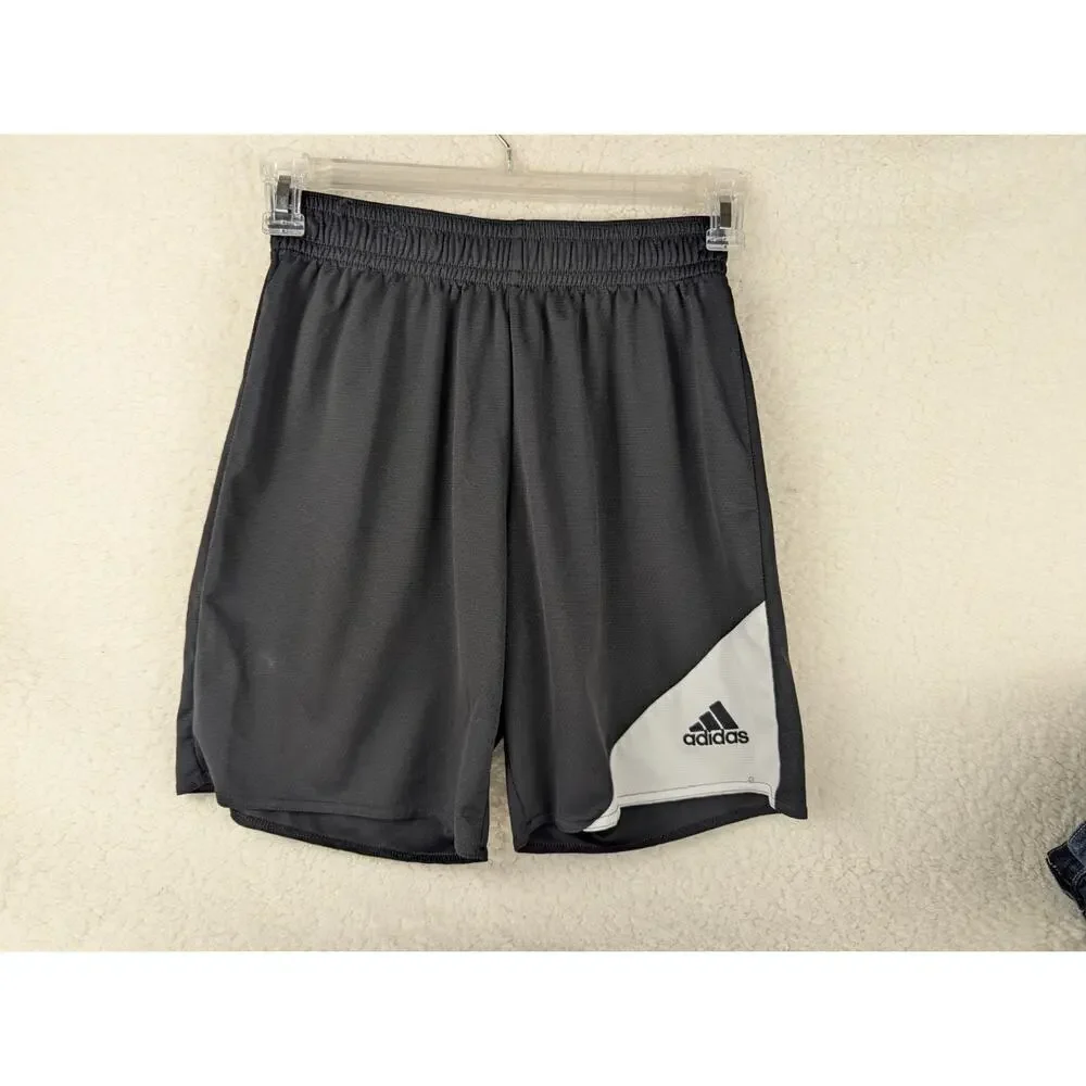ADIDAS CLIMALITE Size M Boys Black Stretch‎ Waist Athletic Running Shorts 331168